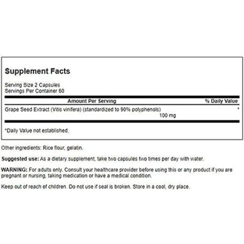 Swanson Standardized Grape Seed Extract 50mg 120 Capsules