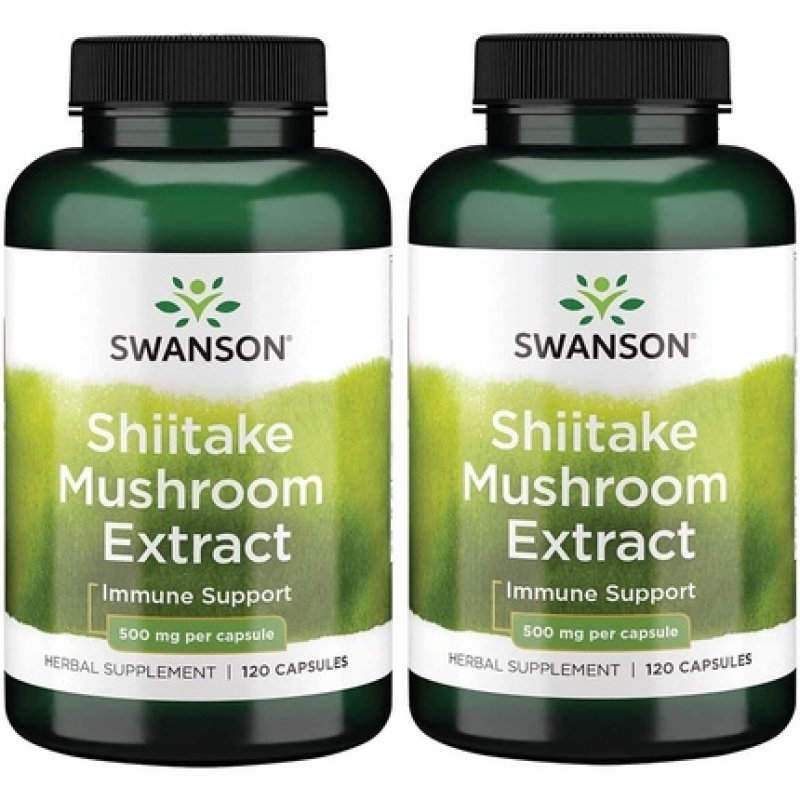 Swanson Shiitake Mushroom Extract 500mg 120 Capsules - Pack of 2