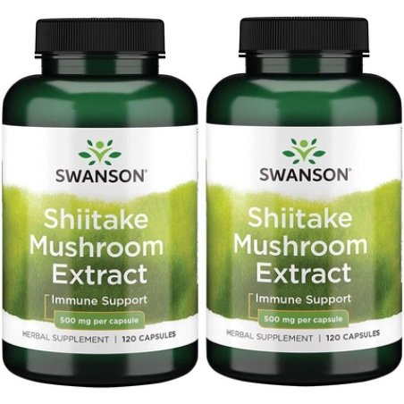 Swanson Shiitake Mushroom Extract 500mg 120 Capsules - Pack of 2