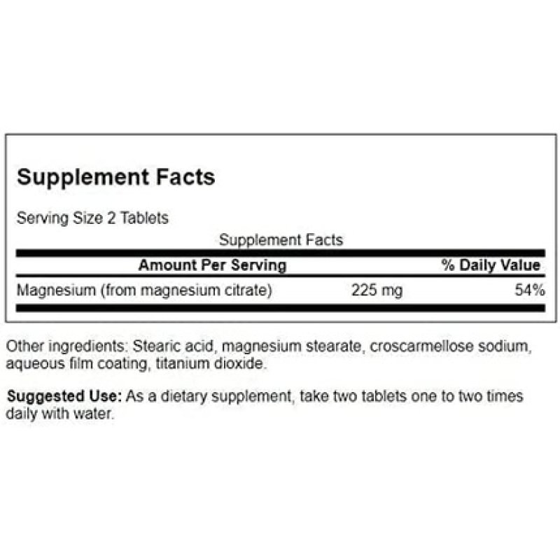 Swanson Super-Strength Magnesium Citrate 112.5mg 240 Tablets - Pack of 4