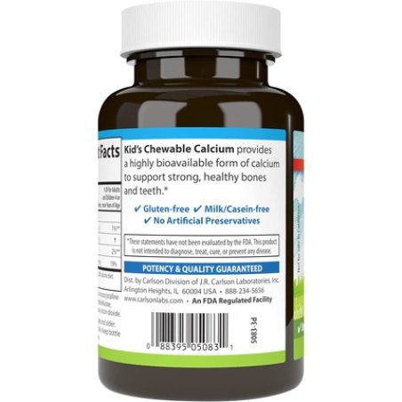 Carlson Kid's Chewable Calcium 250mg Natural Vanilla Flavor 60 Tablets