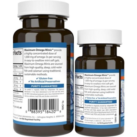 Carlson Maximum Omega Minis 1000mg Omega-3s for Heart Function and Brain Support