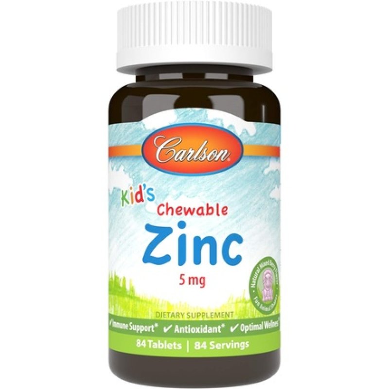 Carlson Kid's Chewable Zinc 5mg Health Support Natural Mixed Berry Flavor