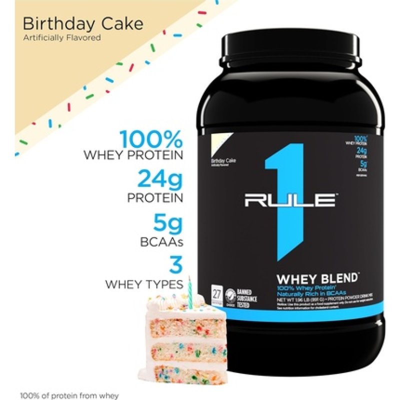 Rule One Proteins Whey Blend Birthday Cake 24g Fast-Acting Whey Protein
