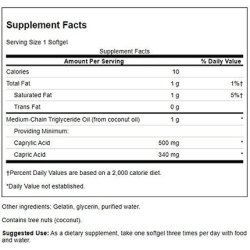 Swanson Pharmaceutical Grade MCT Pure 1000mg 90 Softgels