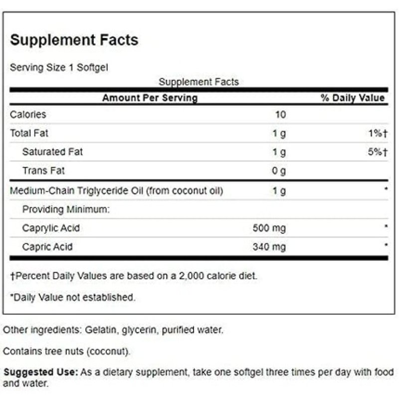 Swanson Pharmaceutical Grade MCT Pure 1000mg 90 Softgels