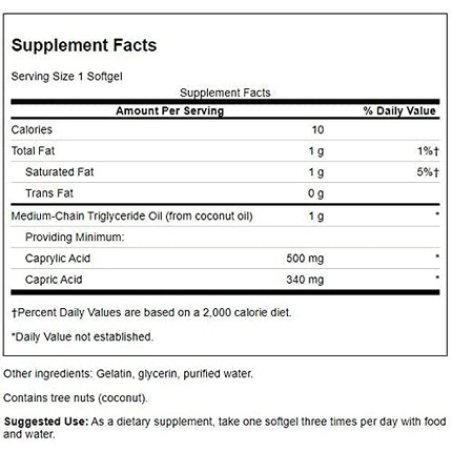 Swanson Pharmaceutical Grade MCT Pure 1000mg 90 Softgels