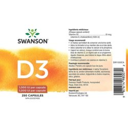 Swanson Vitamin D-3 1000 IU Bone Health Immune Support D3 Supplement 250 Capsules