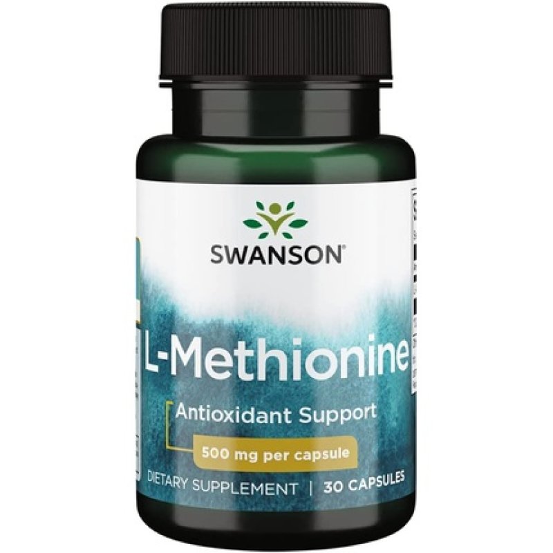 Swanson 100% Pure L-Methionine Essential Amino Acid Support Liver Function 30 Capsules 500mg