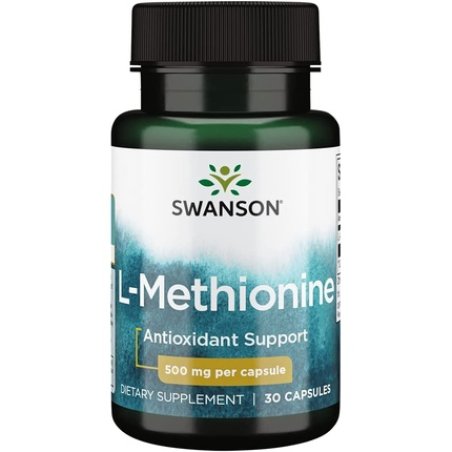 Swanson 100% Pure L-Methionine Essential Amino Acid Support Liver Function 30 Capsules 500mg