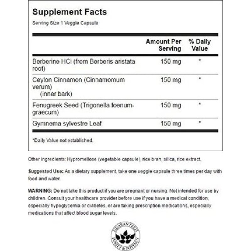 Swanson Berberine Complex with Cinnamon Gymnema & Fenugreek 90 Veg Capsules