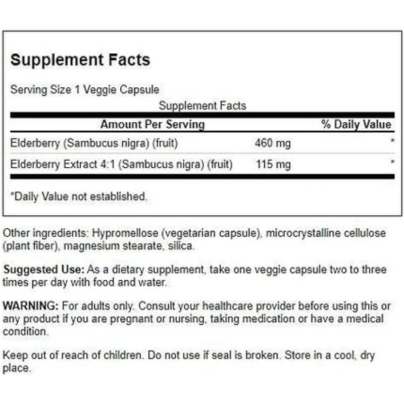 Swanson Elderberry 575mg 120 Veg Capsules