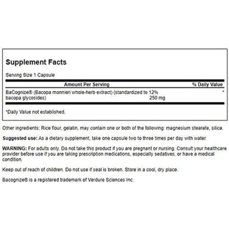 Swanson Bacopa Monnieri Extract Bacognize 250mg 90 Capsules