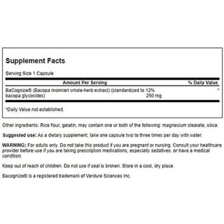 Swanson Bacopa Monnieri Extract Bacognize 250mg 90 Capsules
