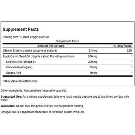 Swanson Black Cumin Seed Oil 500mg 60 Liquid Veggie Capsules