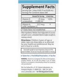 Carlson Kid's Super Daily D3 K2 25mcg 1000 IU D3 & 22.5mcg K2 Vitamin
