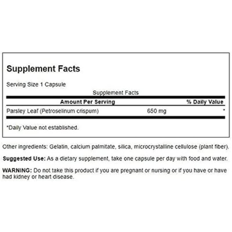 Swanson Parsley 650mg Herbal Supplement 90 Capsules