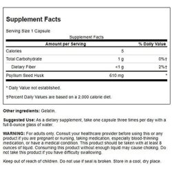 Swanson Psyllium Husk Digestive Weight Colon Health Dietary Fiber Supplement 610mg 300 Capsules