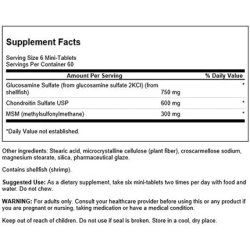 Swanson Mini-Tabs Glucosamine Chondroitin & MSM Joint Mobility Support 750/600/300mg - 360 Tablets Pack of 4