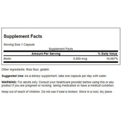 Swanson Biotin Vitamin B7 5000mcg 30 Capsules