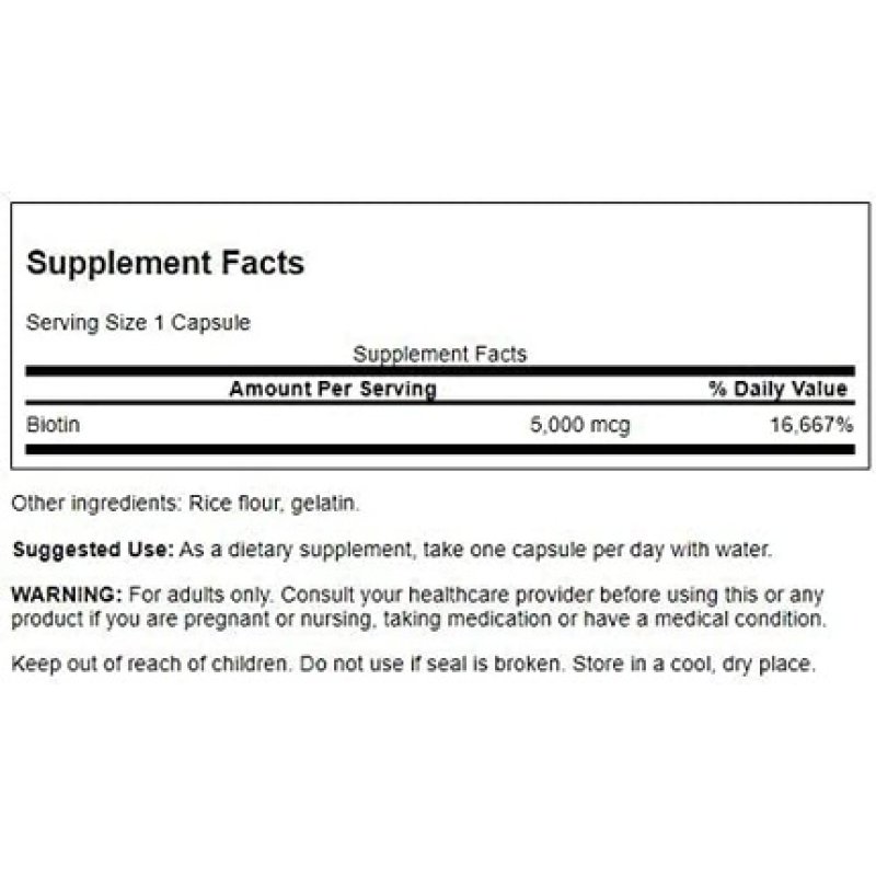Swanson Biotin Vitamin B7 5000mcg 30 Capsules