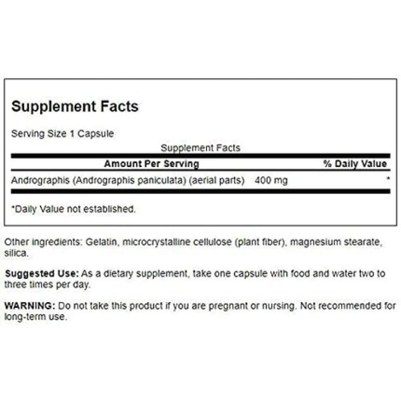 Swanson Full Spectrum Andrographis Paniculata 400mg 60 Capsules