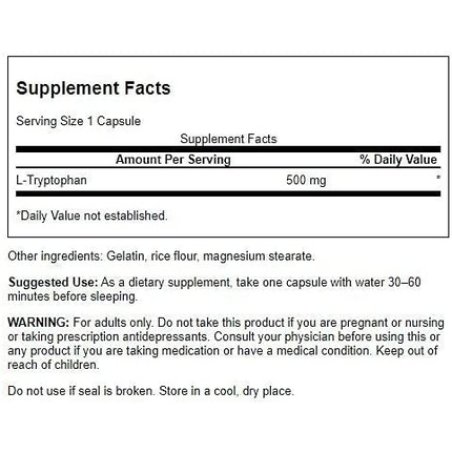 Swanson Amino Acid L-Tryptophan 500mg 60 Capsules