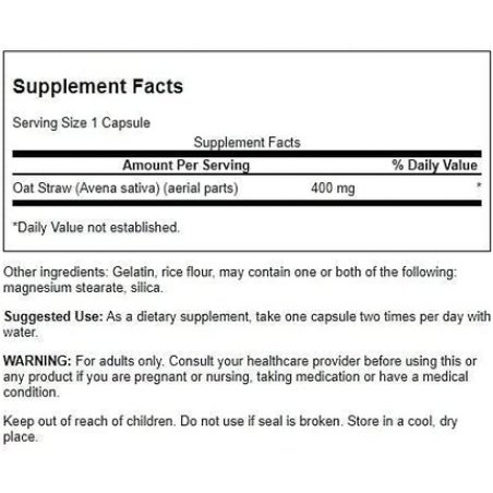 Swanson Full Spectrum Oat Straw 400mg Herbal Supplement 60 Capsules