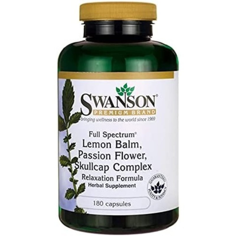 Swanson Lemon Balm Passion Flower Skullcap Complex 180 Capsules