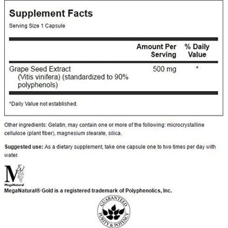 Swanson Grape Seed Extract Standardized 500mg 60 Capsules