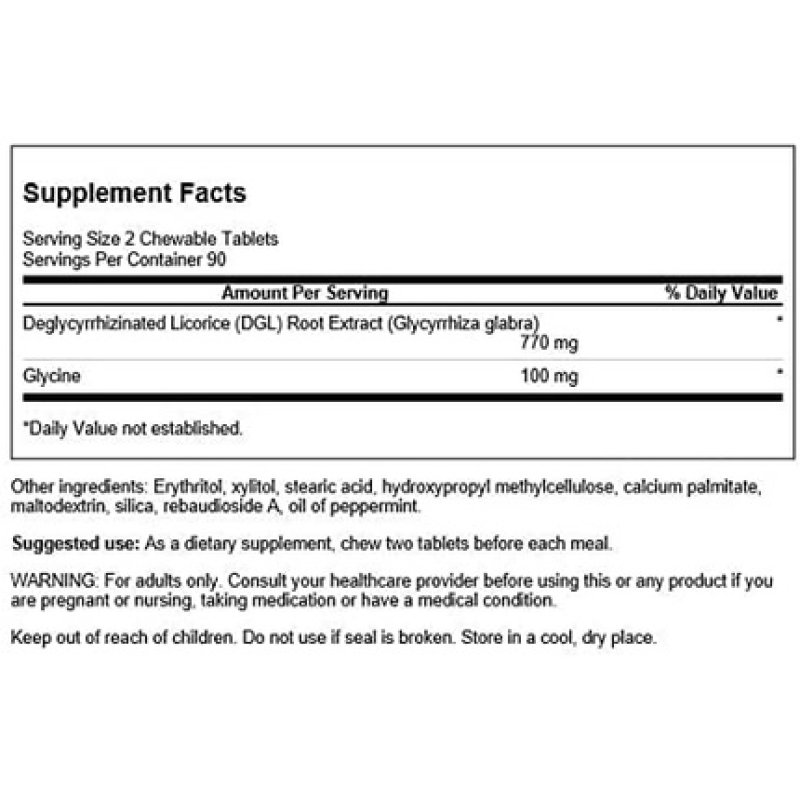 Swanson DGL 770mg Chewable Tablets 180 Count