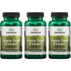 Swanson Grape Seed Extract with Meganatural Gold 60 Caps - Pack of 3