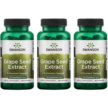Swanson Grape Seed Extract with Meganatural Gold 60 Caps - Pack of 3