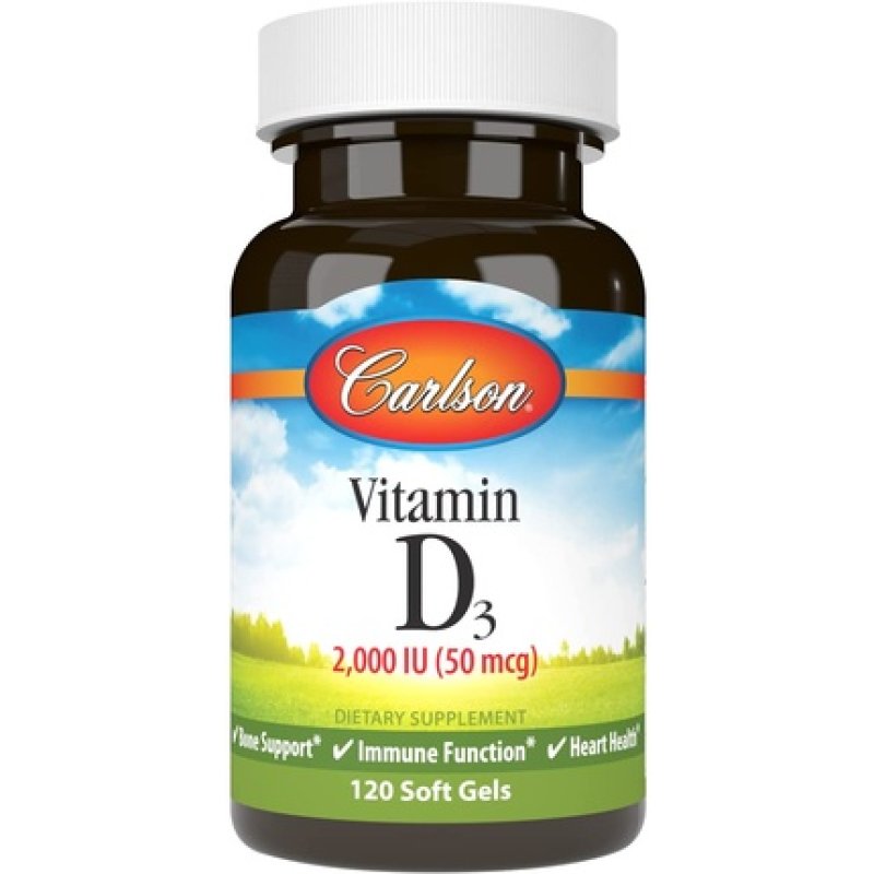 Carlson Vitamin D3 2000 IU Softgels Immune Support Bone and Muscle Health 120 Count