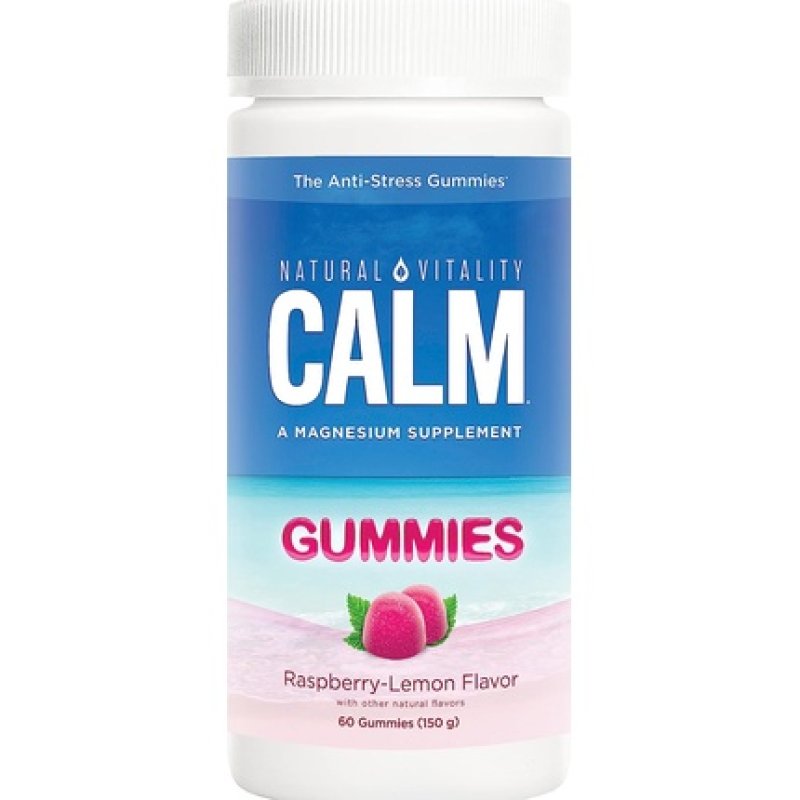 Natural Vitality Calm Anti-Stress Magnesium Supplement Raspberry-Lemon Gummies 60ct - Pack May Vary