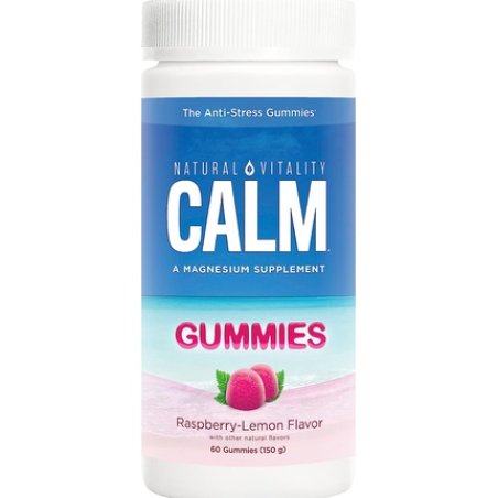 Natural Vitality Calm Anti-Stress Magnesium Supplement Raspberry-Lemon Gummies 60ct - Pack May Vary