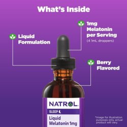 Natrol Sleep Liquid Melatonin 1mg Liquid Sleep Aid for Adults Berry-Flavored