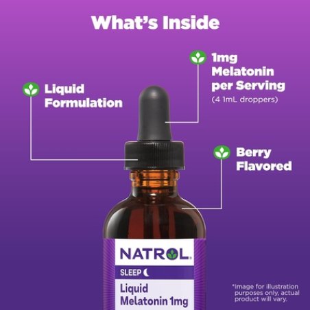 Natrol Sleep Liquid Melatonin 1mg Liquid Sleep Aid for Adults Berry-Flavored