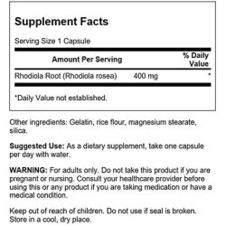 Swanson Rhodiola Rosea Root Adaptogenic Herb Supplement 100 Capsules 400mg - Pack of 4