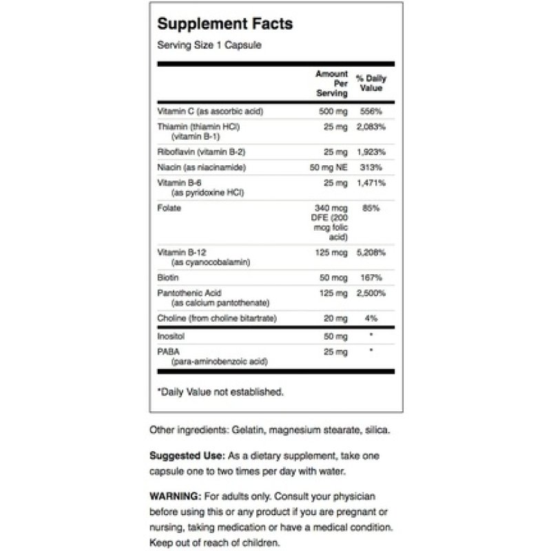 Swanson B Vitamin Stress Complex with Vitamin C 500mg 240 Capsules - Pack of 3