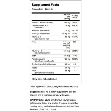 Swanson B Vitamin Stress Complex with Vitamin C 500mg 240 Capsules - Pack of 3