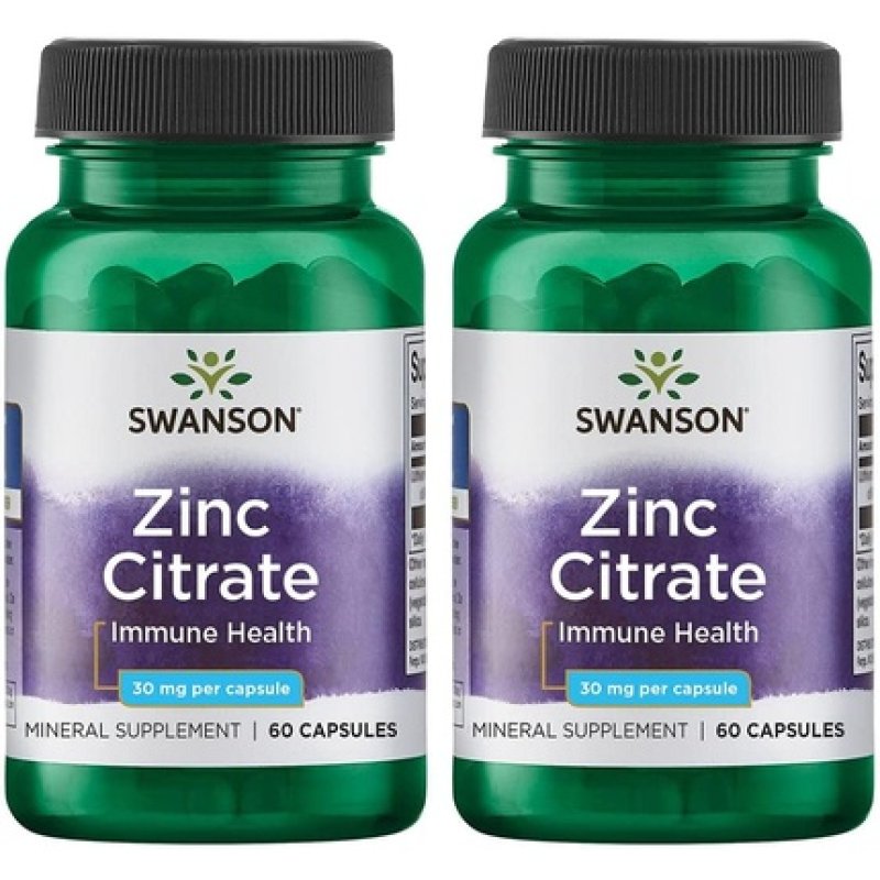 Swanson Zinc Citrate 30mg 60 Capsules - Pack of 2