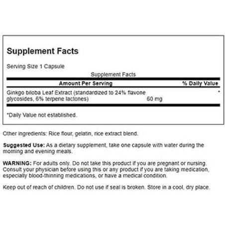 Swanson Ginkgo Biloba Extract 60mg 30 Capsules