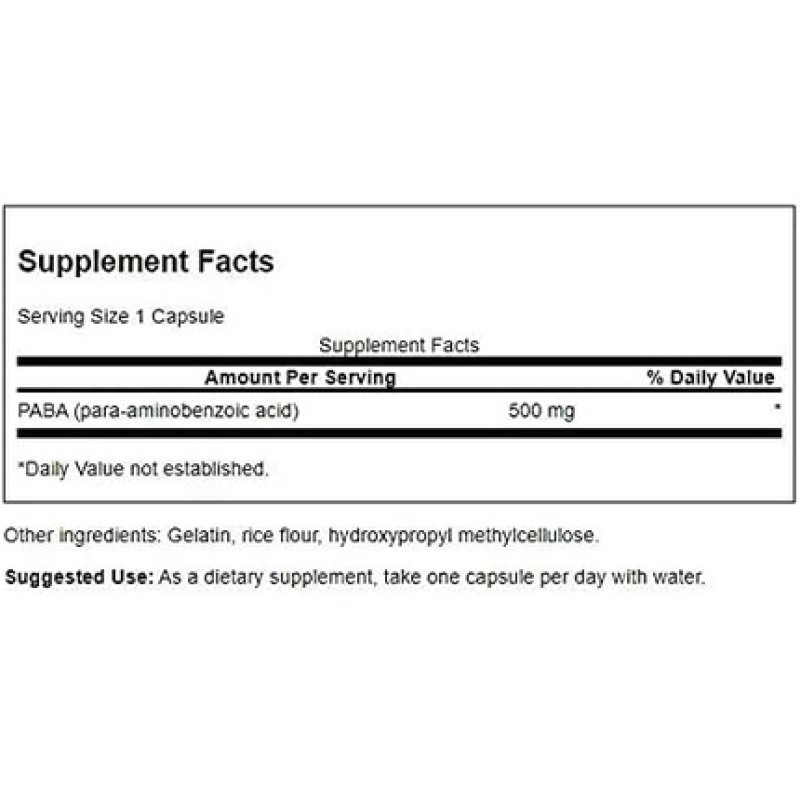 Swanson PABA Powerful B Complex Supporting Red Blood Cell Formation 120 Capsules 500mg