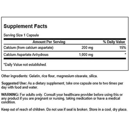 Swanson Calcium Aspartate 200mg 60 Capsules - Pack of 4