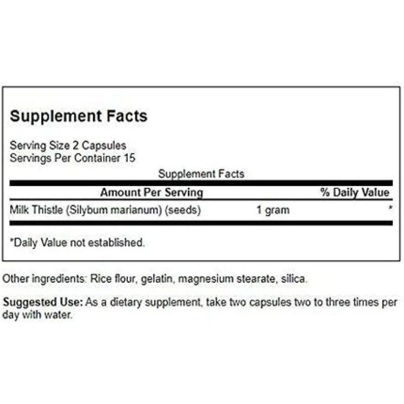 Swanson Full Spectrum Milk Thistle 500mg 30 Capsules