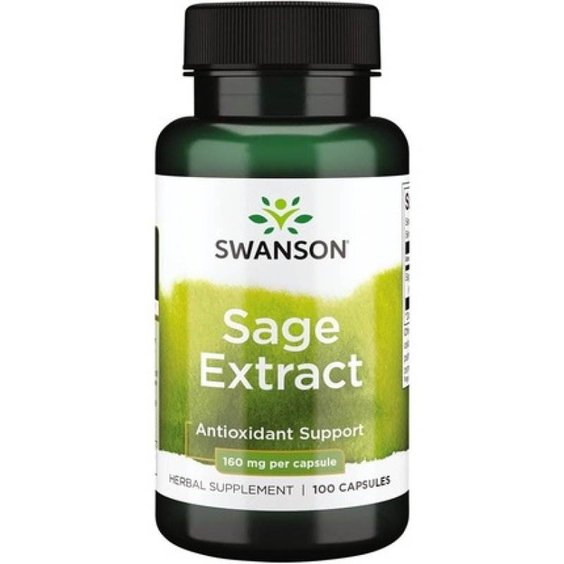 Swanson Sage Extract Herbal Supplement for Total-Body Health 100 Capsules 160mg