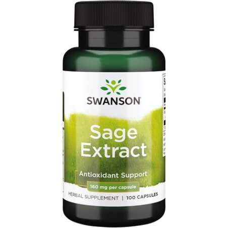 Swanson Sage Extract Herbal Supplement for Total-Body Health 100 Capsules 160mg
