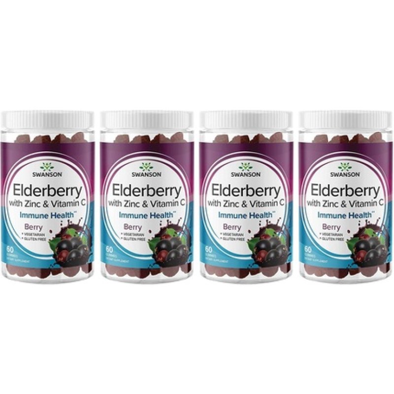 Swanson Elderberry Gummies with Zinc and Vitamin C Immune Support Supplement Berry Flavor 60 Gummies
