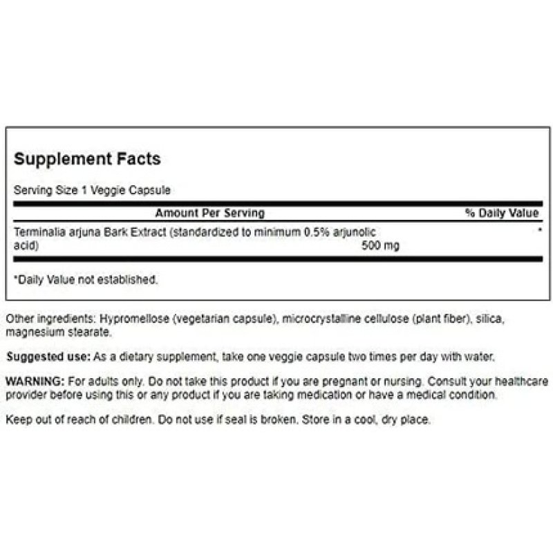 Swanson Arjuna 500mg 60 Veg Capsules - Pack of 3